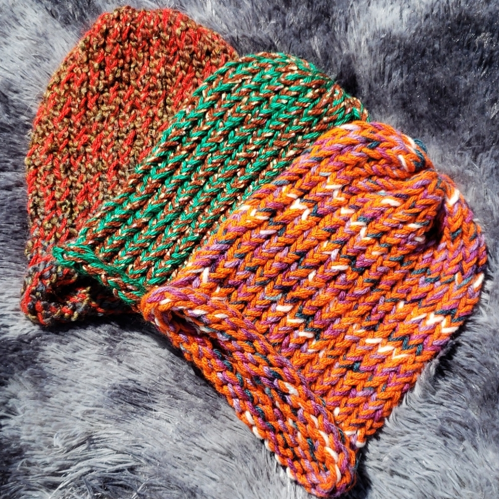 Bundle of 3 Handknit Kids Hats